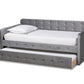baxton studio jona modern and contemporary transitional grey velvet fabric upholstered and button tufted twin size daybed with trundle | Modish Furniture Store-3