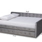 Baxton Studio Jona Modern and Contemporary Transitional Grey Velvet Fabric Upholstered and Button Tufted Full Size Daybed with Trundle | Daybeds | Modishstore - 6