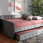 Baxton Studio Jona Modern and Contemporary Transitional Grey Velvet Fabric Upholstered and Button Tufted Full Size Daybed with Trundle | Daybeds | Modishstore - 2