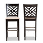 baxton studio jason modern and contemporary sand fabric upholstered and espresso brown finished wood 2 piece bar stool set | Modish Furniture Store-3