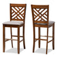 baxton studio jason modern and contemporary grey fabric upholstered and walnut brown finished wood 2 piece bar stool set | Modish Furniture Store-2