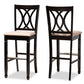 baxton studio calista modern and contemporary sand fabric upholstered and espresso brown finished wood 2 piece bar stool set | Modish Furniture Store-2