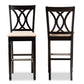 baxton studio calista modern and contemporary sand fabric upholstered and espresso brown finished wood 2 piece bar stool set | Modish Furniture Store-3