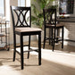 Baxton Studio Calista Modern and Contemporary Sand Fabric Upholstered and Espresso Brown Finished Wood 2-Piece Bar Stool Set | Modishstore | Bar Stools