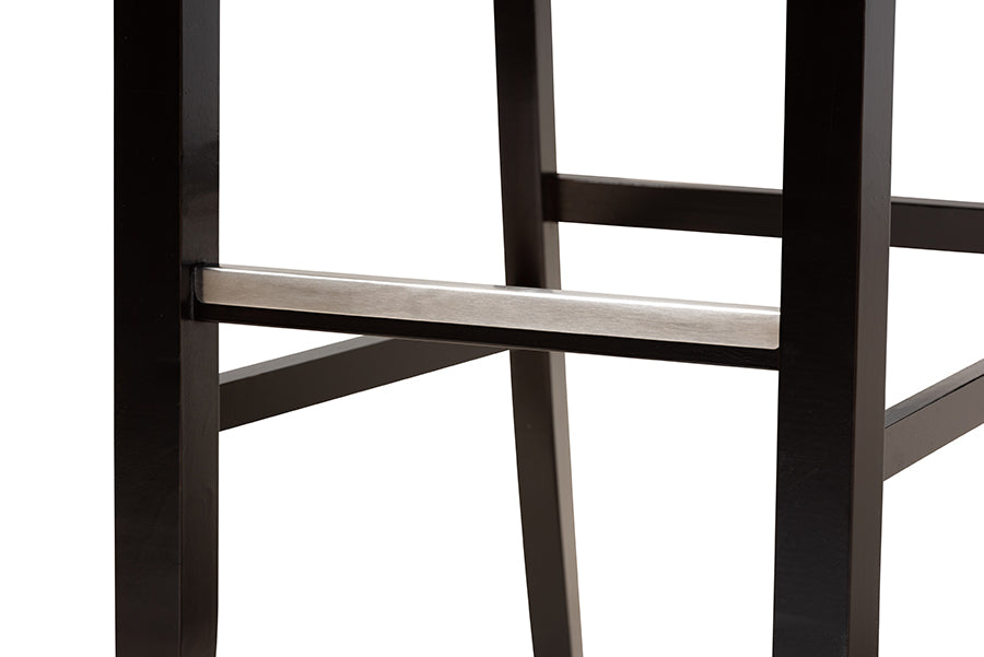 Baxton Studio Calista Modern and Contemporary Grey Fabric Upholstered and Espresso Brown Finished Wood 2-Piece Bar Stool Set | Bar Stools | Modishstore - 4