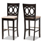 baxton studio carson modern and contemporary sand fabric upholstered and espresso brown finished wood 2 piece bar stool set | Modish Furniture Store-2