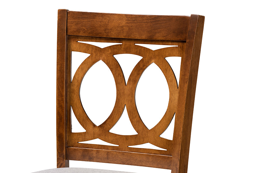 Baxton Studio Carson Modern and Contemporary Grey Fabric Upholstered and Walnut Brown Finished Wood 2-Piece Bar Stool Set | Bar Stools | Modishstore - 6