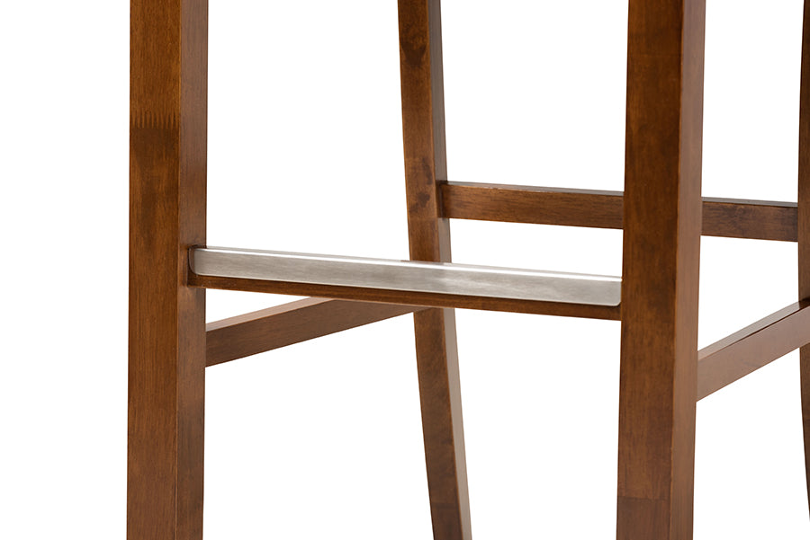 Baxton Studio Carson Modern and Contemporary Grey Fabric Upholstered and Walnut Brown Finished Wood 2-Piece Bar Stool Set | Bar Stools | Modishstore - 4