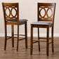 Baxton Studio Carson Modern and Contemporary Grey Fabric Upholstered and Walnut Brown Finished Wood 2-Piece Bar Stool Set | Bar Stools | Modishstore - 3
