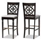 baxton studio alexandra modern and contemporary grey fabric upholstered and espresso brown finished wood 2 piece bar stool set | Modish Furniture Store-2