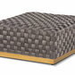 baxton studio noah luxe and glam grey velvet fabric upholstered and gold finished square cocktail ottoman | Modish Furniture Store-2