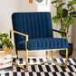 Baxton Studio Janelle Luxe and Glam Royal Blue Velvet Fabric Upholstered and Gold Finished Living Room Accent Chair | Modishstore | Accent Chairs
