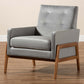 Baxton Studio Perris Mid-Century Modern Grey Velvet Wood Lounge Chair | Lounge Chairs | Modishstore - 3