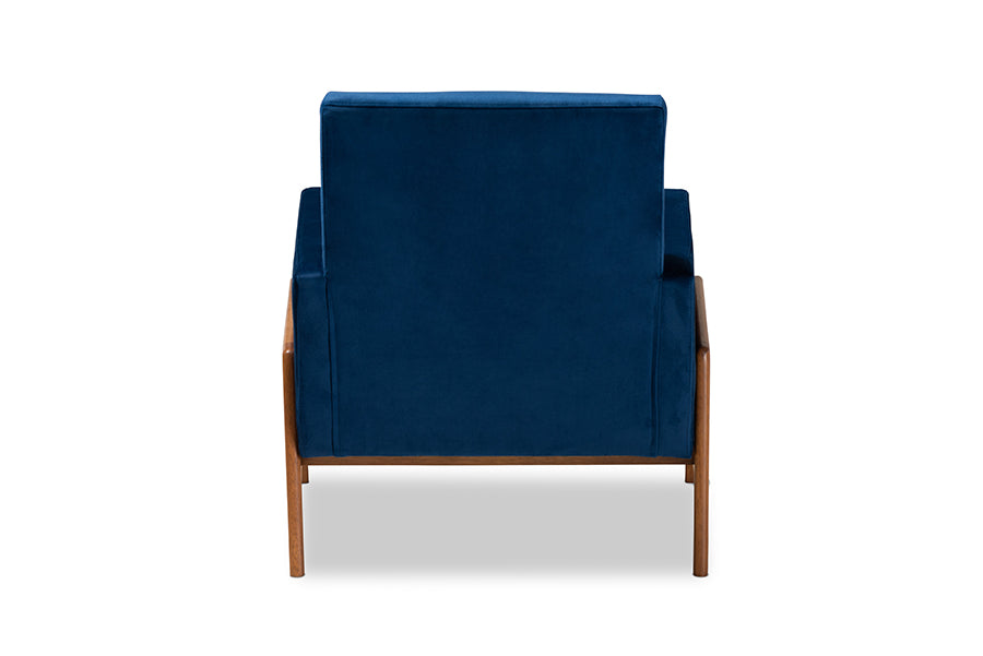 Baxton Studio Perris Mid-Century Modern Grey Velvet Wood Lounge Chair | Lounge Chairs | Modishstore - 14
