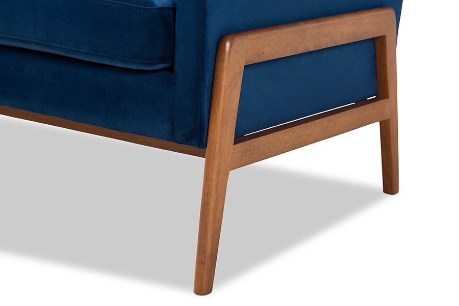 Baxton Studio Perris Mid-Century Modern Grey Velvet Wood Lounge Chair | Lounge Chairs | Modishstore - 12