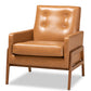 baxton studio perris mid century modern tan faux leather upholstered and walnut brown finished wood lounge chair | Modish Furniture Store-2