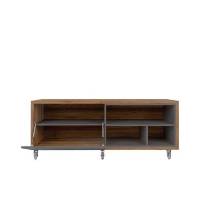 Manhattan Comfort Windsor 53.62 Modern Shoe Rack Bed Bench with Silicon Casters in Grey and Nature | TV Stands | Modishstore - 5