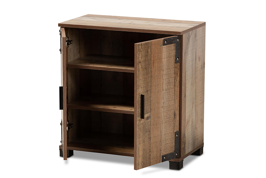 baxton studio cyrille modern and contemporary farmhouse rustic finished wood 2 door shoe cabinet | Modish Furniture Store-3