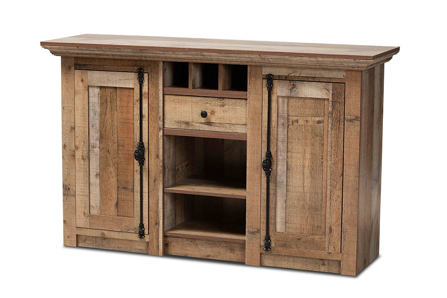 baxton studio albert modern and contemporary farmhouse rustic finished wood 2 door dining room sideboard buffet | Modish Furniture Store-2