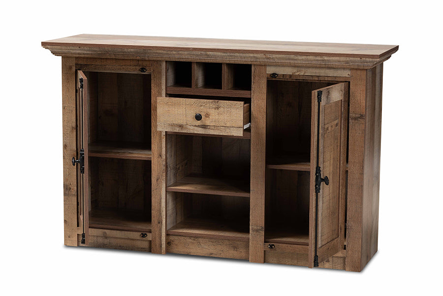 baxton studio albert modern and contemporary farmhouse rustic finished wood 2 door dining room sideboard buffet | Modish Furniture Store-3