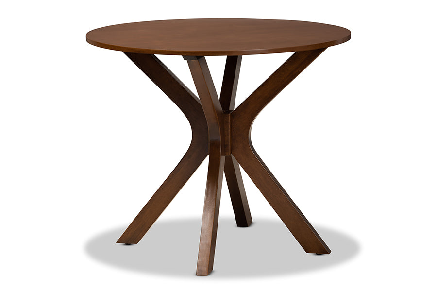 baxton studio kenji modern and contemporary walnut brown finished 35 inch wide round wood dining table | Modish Furniture Store-2