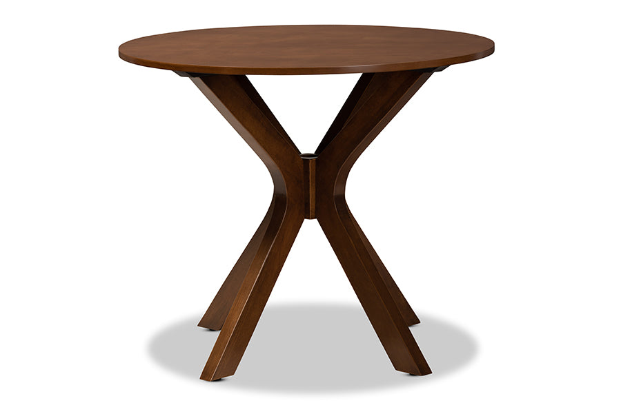 baxton studio kenji modern and contemporary walnut brown finished 35 inch wide round wood dining table | Modish Furniture Store-3