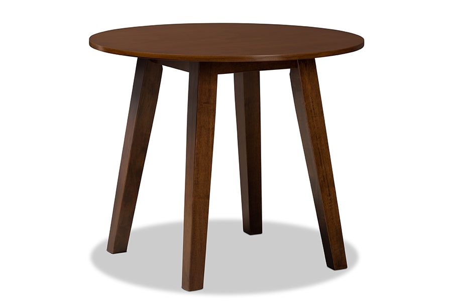 baxton studio ela modern and contemporary walnut brown finished 35 inch wide round wood dining table | Modish Furniture Store-2