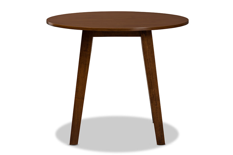 baxton studio ela modern and contemporary walnut brown finished 35 inch wide round wood dining table | Modish Furniture Store-3