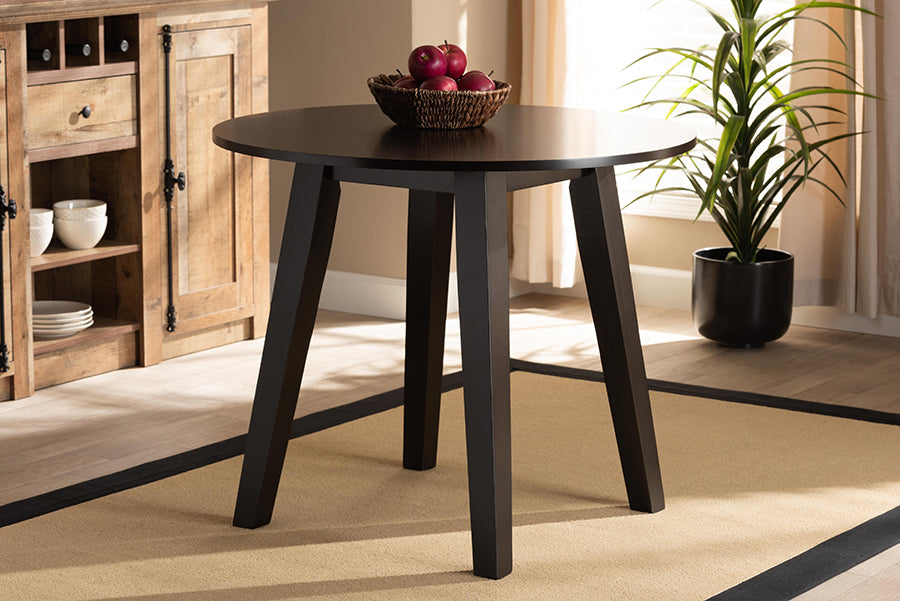 Baxton Studio Ela Modern and Contemporary Dark Brown Finished 35-Inch-Wide Round Wood Dining Table | Dining Tables | Modishstore - 2