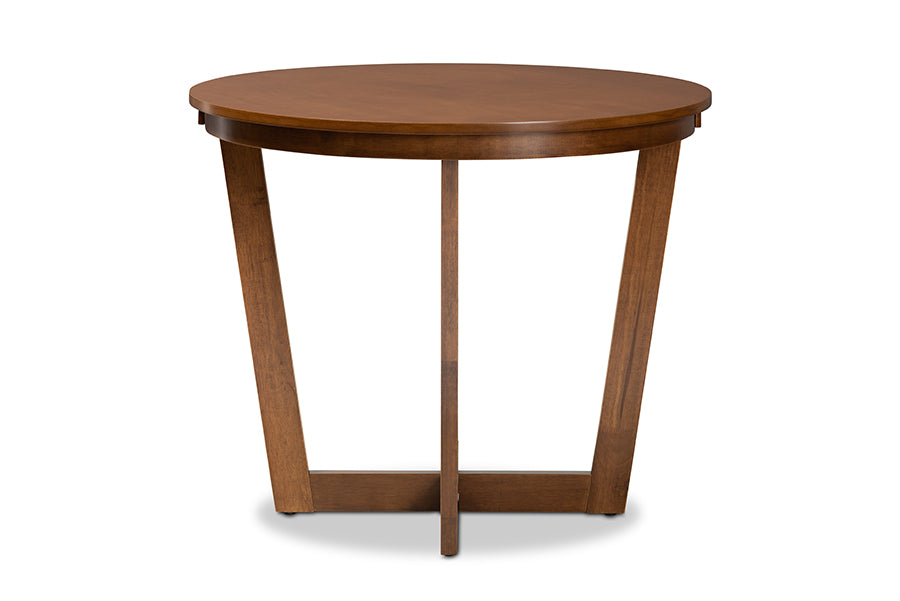 baxton studio alayna modern and contemporary walnut brown finished 35 inch wide round wood dining table | Modish Furniture Store-3