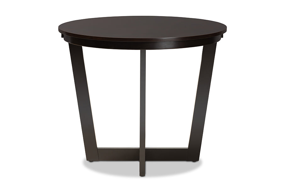 Baxton Studio Alayna Modern and Contemporary Dark Brown Finished 35-Inch-Wide Round Wood Dining Table | Dining Tables | Modishstore - 6