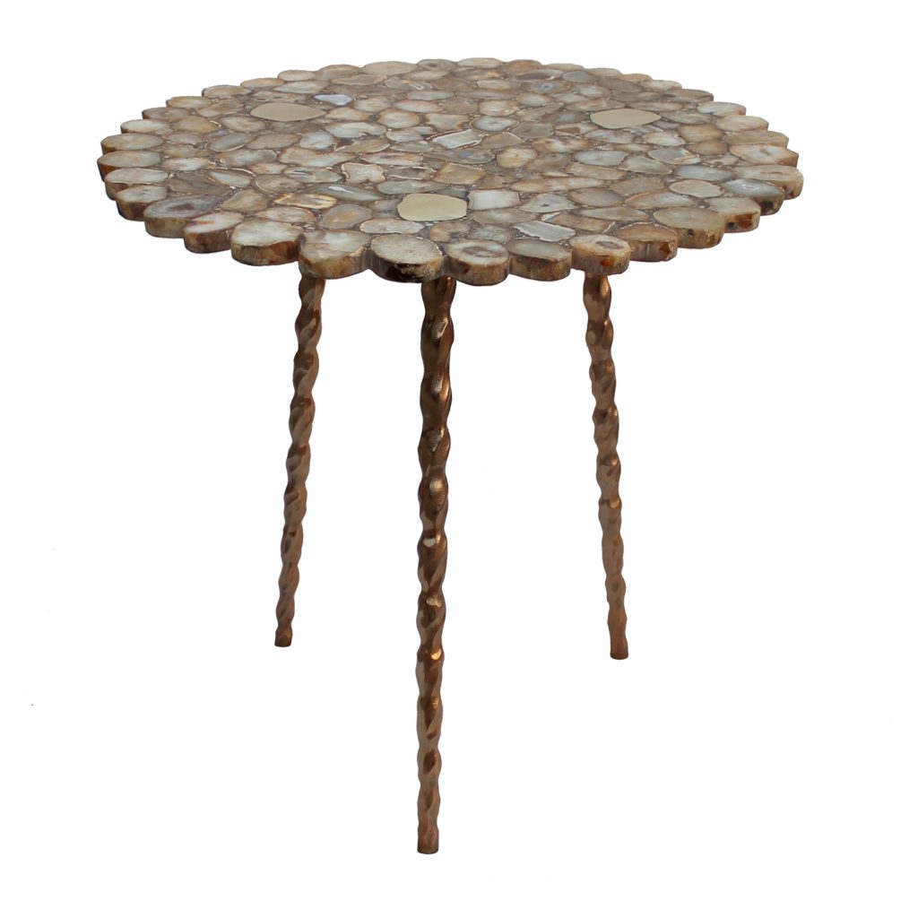 A&B Home Gold Agate Center Table with Brass | Side Tables | Modishstore - 2