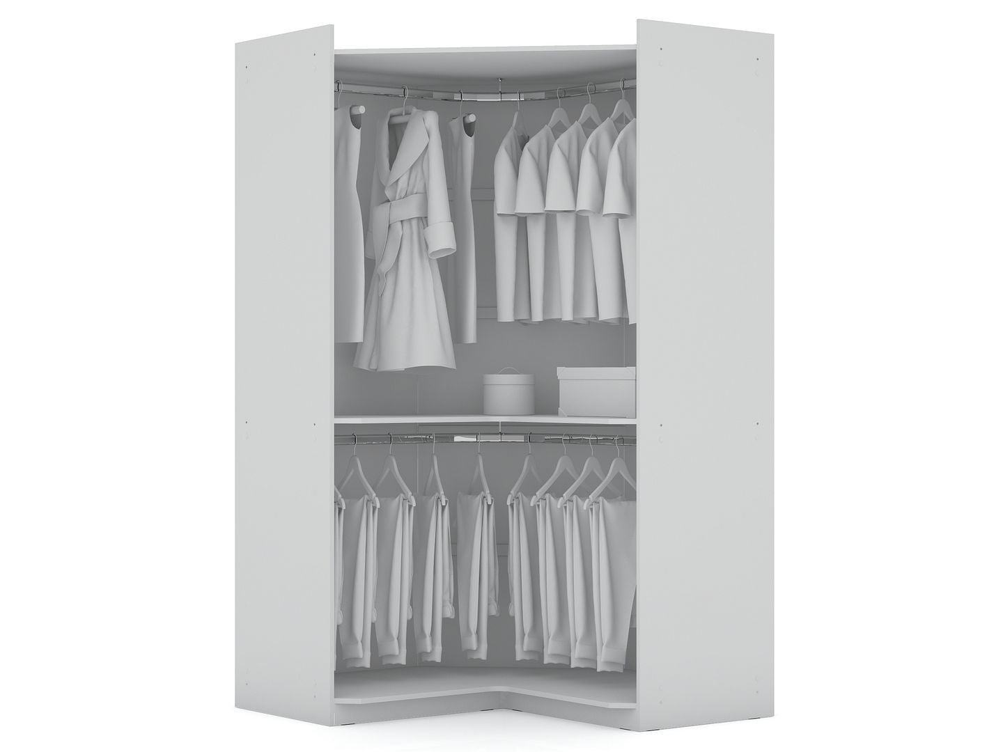 Manhattan Comfort Mulberry Modern Open Corner Closet with 2 Hanging Rods in White | Armoires & Wardrobes | Modishstore-2