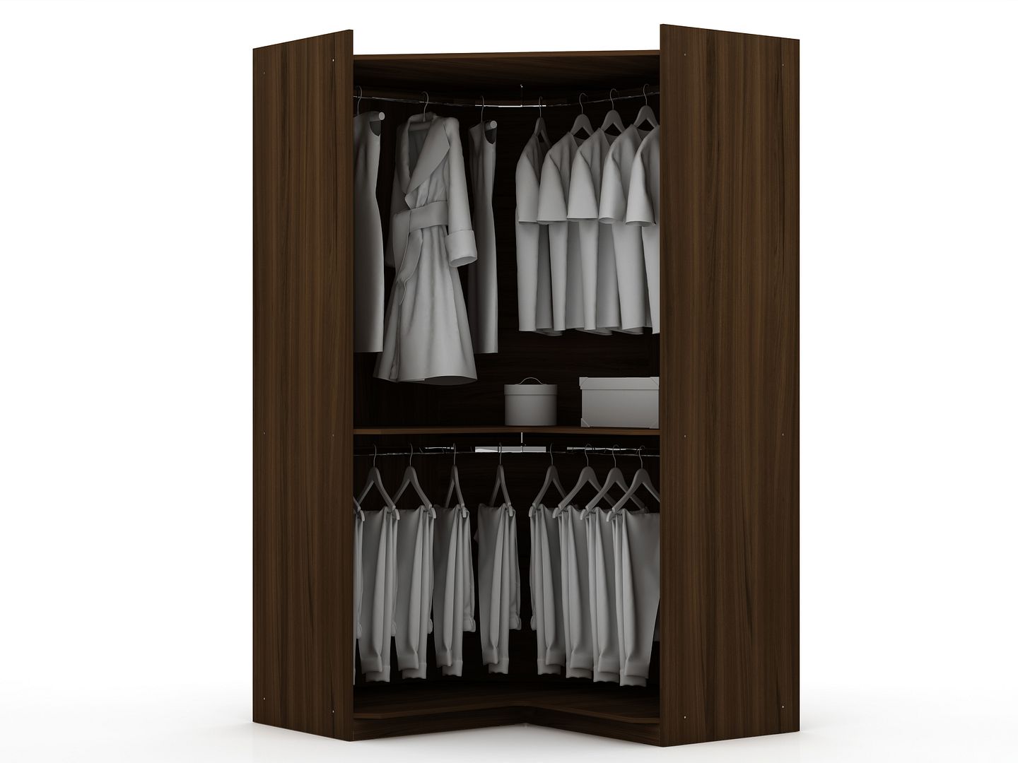 Manhattan Comfort Mulberry Modern Open Corner Closet with 2 Hanging Rods in White | Armoires & Wardrobes | Modishstore-5