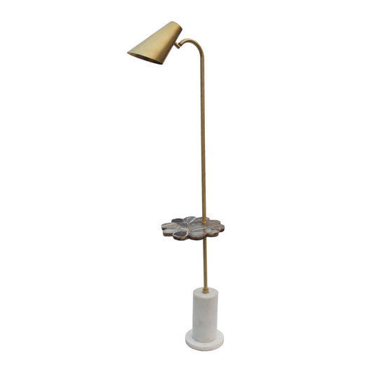 A&B Home Marble Base and Matte Brass Fittings Floor Lamp | Floor Lamps | Modishstore
