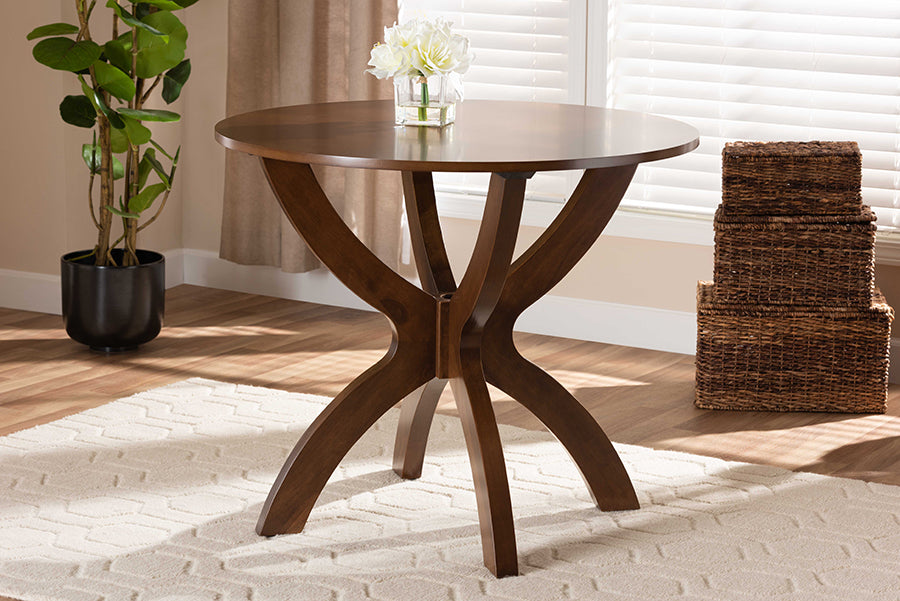 Baxton Studio Tilde Modern and Contemporary Walnut Brown Finished 35-Inch-Wide Round Wood Dining Table | Modishstore | Dining Tables