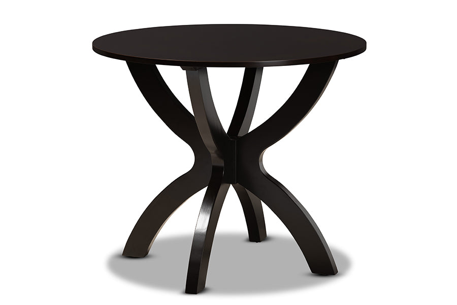 baxton studio tilde modern and contemporary dark brown finished 35 inch wide round wood dining table | Modish Furniture Store-2