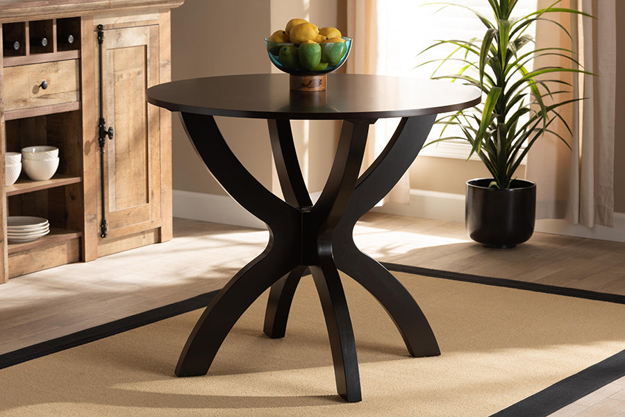 Baxton Studio Tilde Modern and Contemporary Dark Brown Finished 35-Inch-Wide Round Wood Dining Table | Modishstore | Dining Tables