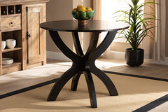 Baxton Studio Tilde Modern and Contemporary Dark Brown Finished 35-Inch-Wide Round Wood Dining Table