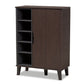 baxton studio idina mid century modern two tone dark brown and grey finished wood 1 door shoe cabinet | Modish Furniture Store-2