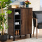Baxton Studio Idina Mid-Century Modern Two-Tone Walnut Brown and Grey Finished Wood 1-Door Shoe Cabinet | Modishstore | Cabinets