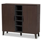 baxton studio idina mid century modern two tone dark brown and grey finished wood 2 door shoe cabinet | Modish Furniture Store-2