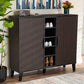 Baxton Studio Idina Mid-Century Modern Two-Tone Dark Brown and Grey Finished Wood 2-Door Shoe Cabinet | Modishstore | Cabinets