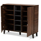 baxton studio idina mid century modern two tone walnut brown and grey finished wood 2 door shoe cabinet | Modish Furniture Store-3