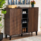 Baxton Studio Idina Mid-Century Modern Two-Tone Walnut Brown and Grey Finished Wood 2-Door Shoe Cabinet | Modishstore | Cabinets