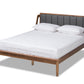 baxton studio helsa mid century modern dark grey fabric upholstered and walnut finished full size platform bed | Modish Furniture Store-2
