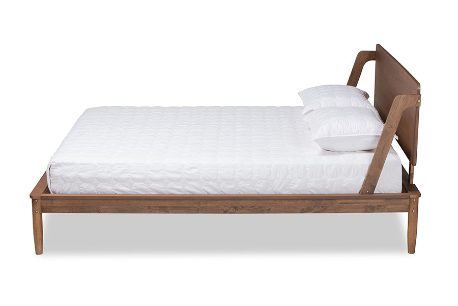 baxton studio sadler mid century modern ash walnut brown finished wood king size platform bed | Modish Furniture Store-3