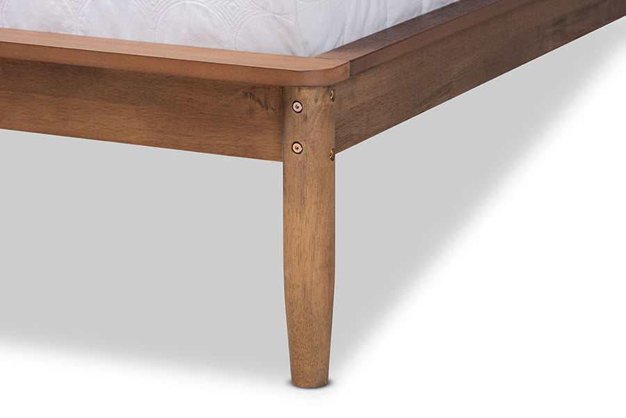 Baxton Studio Sadler Mid-Century Modern Ash Walnut Brown Finished Wood Queen Size Platform Bed | Beds | Modishstore - 4
