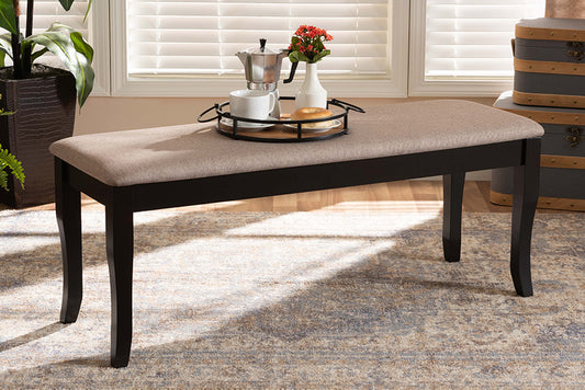 Baxton Studio Cornelie Modern and Contemporary Transitional Sand Fabric Upholstered and Dark Brown Finished Wood Dining Bench | Modishstore | Stools & Benches