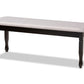 baxton studio corey modern and contemporary grey fabric upholstered and dark brown finished wood dining bench | Modish Furniture Store-2